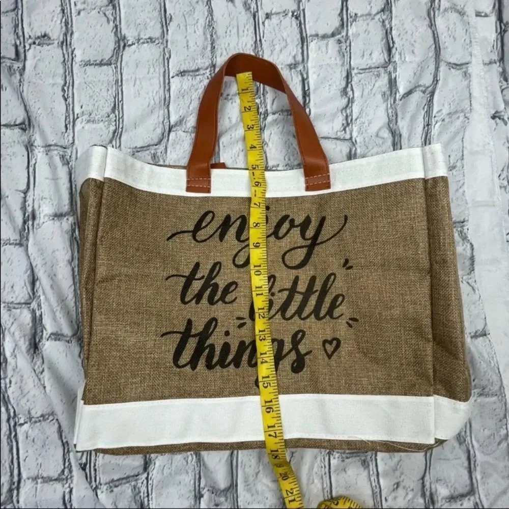 “Enjoy The Little Things” Straw Tote Bag - Picture 4 of 6